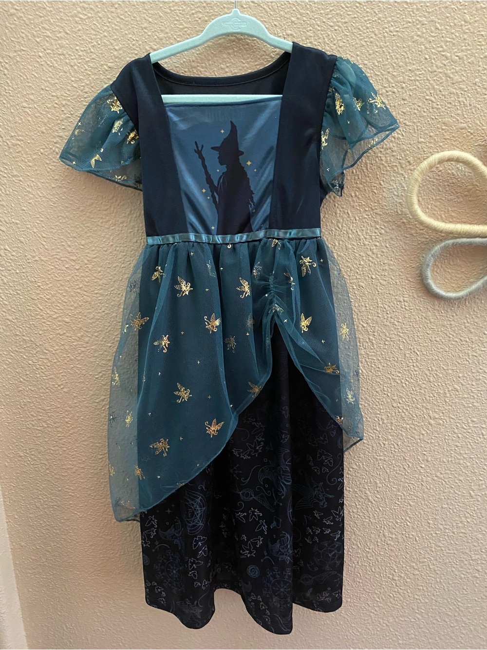 Girls Teal and Black Magical Witch Costume Dress - Kids Halloween